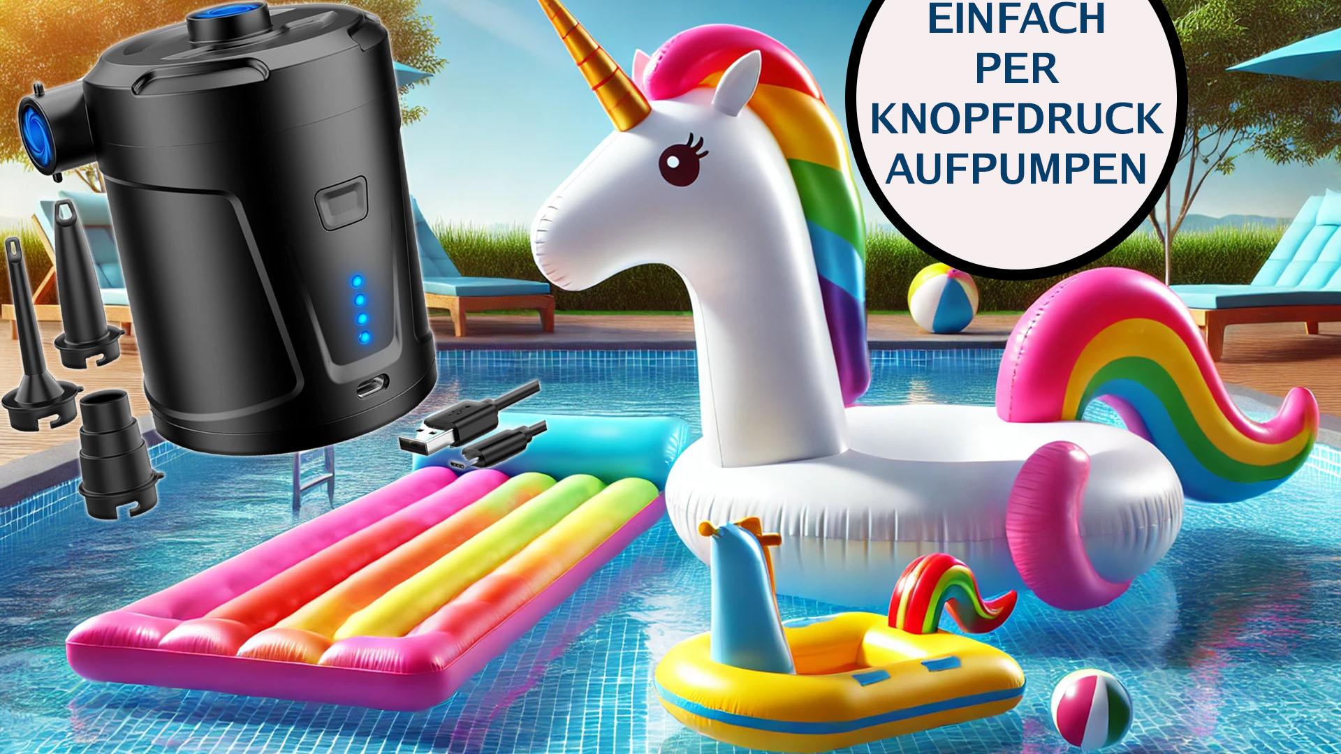 ZAPLIT Elektrische Luftpumpe Kabellos - 5000 Pa Druck Für Luftmatratze & Schlauchboot